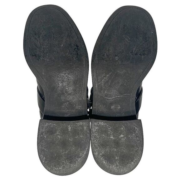 Gucci Bonneville Black Leather Guccissima Moto Boots EU 36.5 US 6.5 GG Logo - Picture 9 of 13